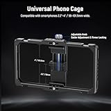 NEEWER Universal Phone Cage Stabilizer Video Rig Lighting Kit with Bluetooth Shutter Side Handle, RGB LED Video Light, USB C Microphone Compatible with iPhone 16 Pro Max 15 Pro Max S24 Ultra, PA009E