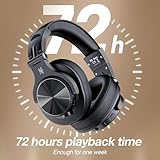 OneOdio A70 Bluetooth Over Ear Headphones, Wireless Headphones w/ 72H Playtime, Hi-Res, 3.5mm/6.35mm Wired Audio Jack for Studio Monitor & Mixing DJ Guitar AMP, Computer Laptop PC Tablet - Black