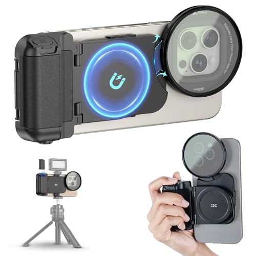 (1+1) 67mm Magnetic Phone Lens Filter Adapter + Phone Snap Grip for iPhone 16 15 14 Pro/Pro Max Plus, Lens Filter Ring Adapter with 1/4-20" Screw & Cold Shoe Pull-Out to fit Pro Max