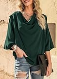 Dokotoo Ladies Tops and Blouses Short Sleeve Business Casual Spring Summer Tops for Women V Neck Wrap Draped Front Chiffon Blouses Basic Shirts for Women Fashion 2025,Green,X-Large