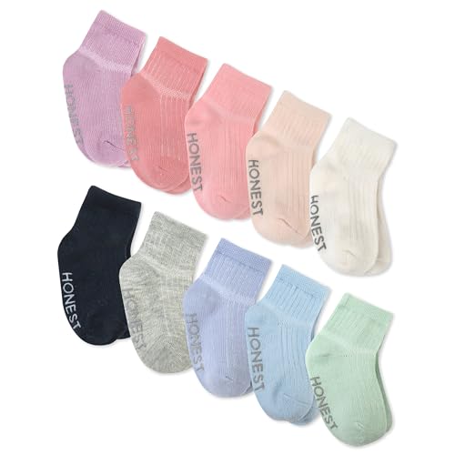 HonestBaby 10 Pack Multipack Cozy Socks Sustainably Made for Infant, Newborn Baby, Toddler, Kids, Boys, Girls, Unisex, 10-Pack Pink Sunset, 0-6 Months