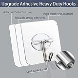 150 Pack Adhesive Hooks Wall Hooks 24lb(Max) Self Adhesive Hooks Heavy Duty,Transparent Reusable Adhesive Wall Hooks for Hanging for Kitchens, Bathroom, Office