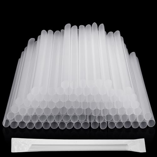 Mifoci 1000 Pcs Bulk Disposable Straws Individually Wrapped Plastic Clear Bubble Tea Straws for Drinking Shakes, Milk, Popping Pearls, Hot Cold Beverages Home Use Restaurant, 8 in Long
