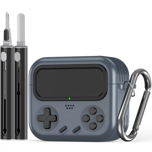 Inesore for Airpods 3rd Generation Case,with Lock Cover for Airpods 3rd Case,Funny Handheld Game Console Appearance,Compatible with Airpod 3rd Hard Cases with Cleaner Kit for Men/Boys (Black)