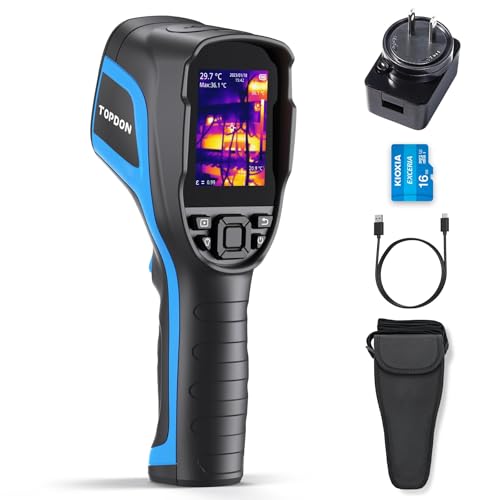 TOPDON TC004 Thermal Imaging Camera, 320 x 240 TISR Resolution, 256 x 192 IR High Resolution, 12-Hour Battery Life Handheld Infrared Camera with PC Analysis and Video Recording Supported, 16GB SD Card