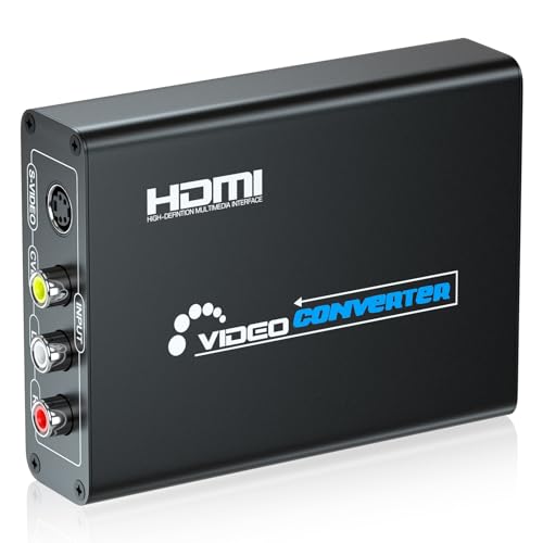 Generic RCA Svideo to HDMI Converter with RCA and Svideo Cables, AV Svideo HDMI Adapter, Composite AV RCA to HDMI Converter for PS1/PS2/Wii/NGC/DVD/VHS/VCR
