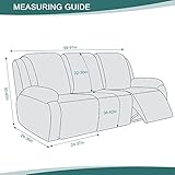 Ruaozz Recliner Sofa Covers Recliner Chair Covers Couch Covers for Reclining Couches with Pockets Washable Furniture Protector with Elastic Bottom (3 Seater, Grey)