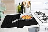 Luxet Silicone Dish Drying Mat with Built-in Drain Lip - Hygienic Drying Pad - Sturdy Compact Easy to Clean Tray Protects Surfaces Prevents Water Build Up - 23 X 17 (Black)