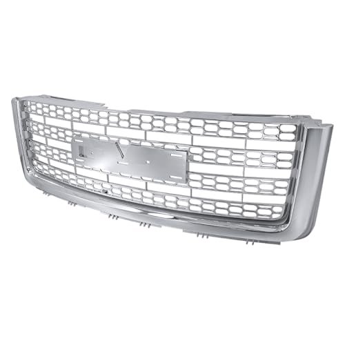 Spec-D Tuning Front Bumper Honeycomb Mesh Hood Grille Chrome Compatible with 2007-2013 GMC Sierra 1500 / Sierra Denali 1500