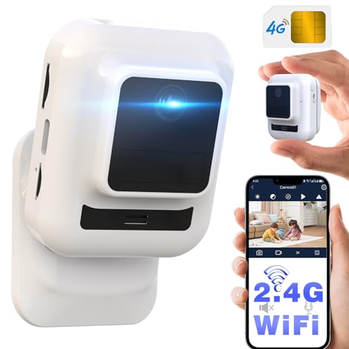 Cellular Security Camera 4K,Mini WiFi Camera Wireless,2.4G WiFi/4G LTE,Cameras for Home Security Indoor,Mini Security Camera with Magnetic Base,SIM Card,Motion Detect,150 Miniutes Battery,Night Vision