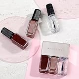 Pluchke Water-base Vegan Nail Polish 3pcs in set (2 Colors + Clear Top Coat), Eco-friendly Halal-Certificated Non-toxic Breathable Burgundy and Metallic Rosegold color (No 29 Yeonji-Gonji, 0.51 fl oz)