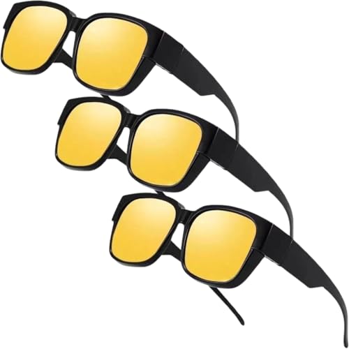 Foranyo Women's Retro Square Fit Over Glasses Sunglasses - Photochromic UV400 Polarized Lenses for Driving, Myopia & Night Vision - Lightweight Over-Eyeglass Sun Shades(Bright Black)