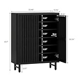 Tribesigns 6-Tier Shoe Cabinet with Louvered Doors, Large Wooden Shoe Storage Cabinet with Adjustable Shelves, Modern Freestanding Shoe Organizer Cabinet for Entryway, Hallway (Black)