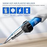 SWIGRANCE Hot Air Plastic Welder 1600W Plastic Welding Roofing Kit 110V, Vinyl PVC TPO Welding Handheld Plastic Hot Air Heat Gun Welding Torch with Various Nozzles