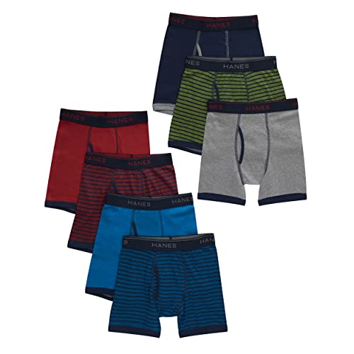 Hanes Men's Boys Boxer Briefs Pack, Cool Comfort Tagless Underwear, 7-Pack, Assorted, Medium