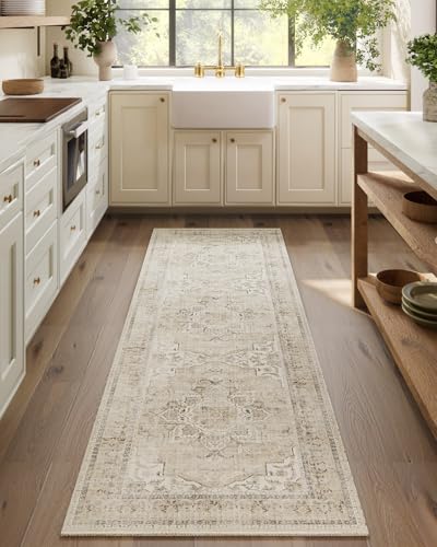 Machine Washable Runners Rug for Hallway: 2'6"x8' Kitchen Runner Rugs with Rubber Backing Non Slip Stain Resistant Boho Floor Rug Soft Carpet Runners for Indoor Entryway Bedroom Bedside Farmhouse