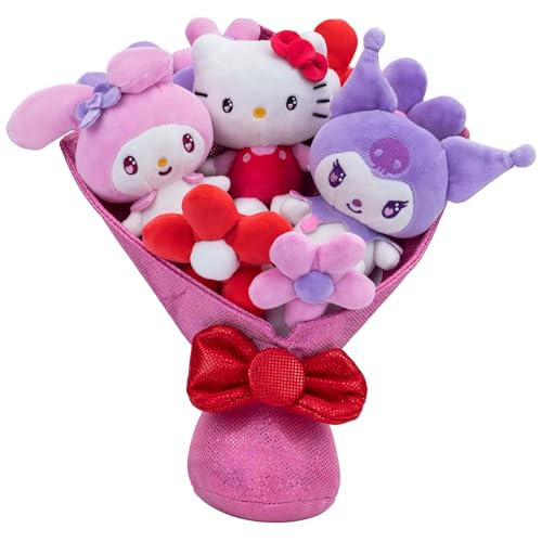 Hello Kitty and Friends - 12-inch Plush Valentine’s Bouquet - 9 Plush Included - Officially Licensed Sanrio product from Jazwares