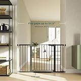 Cumbor 2 Pack 29.7-51.5" Baby Gate Extra Wide, Easy Walk Thru Dog Gate for The House, Auto Close Safety Pet Gates for Stairs, Doorways, Child Gate with Door,Black, Mom's Choice Awards Winner