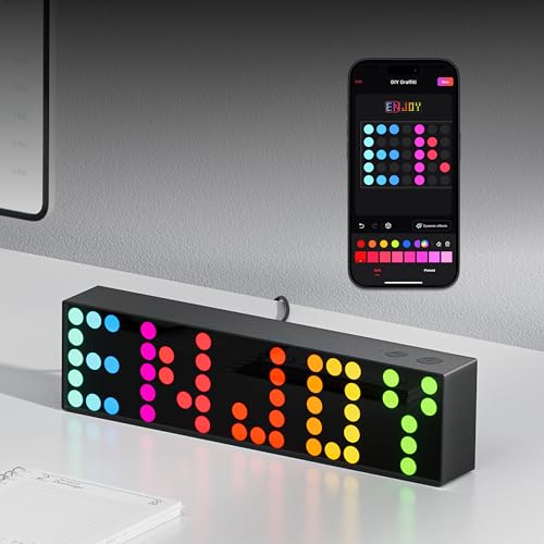 YEELIGHT Smart LED Pixel Table Lamp, DIY Desk Lamp 16M Colors, Music Sync RGB+IC Display for Clock/Emoji, Works with Alexa & Matter, App Control, 2.4GHz WiFi, Gaming Room & Bedroom Decor