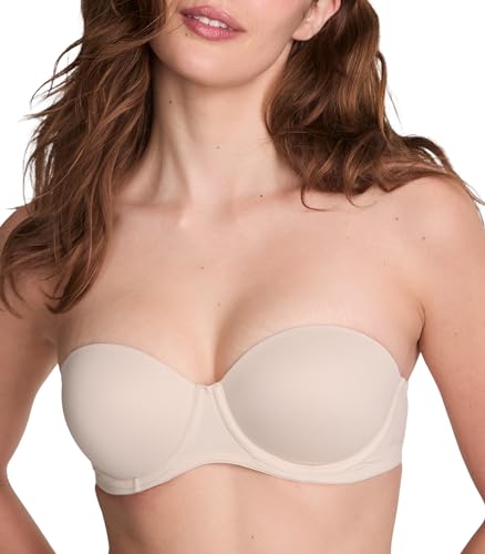 Victoria's Secret Pink Wear Everywhere Strapless Push Up Bra, Padded, Adjustable Straps, Beige, (36B)