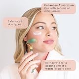 Beauty by Earth Jade Roller for Face - Smoothes Fine Lines & Wrinkles, Face Massager Skin Care Tools with Small Eye Roller for Puffy Eyes, De-Puffing & Firming Facial Tool, Self Care Gifts for Women