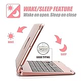 ONHI Ultra-Slim Wireless Keyboard Case for iPad Mini 4 / Mini 5, Durable Plastic Alloy Shell, Smart Folio Case with Auto Sleep/Wake Function, Silent Typing Experience (iPad Mini 4/5 Rose Gold)