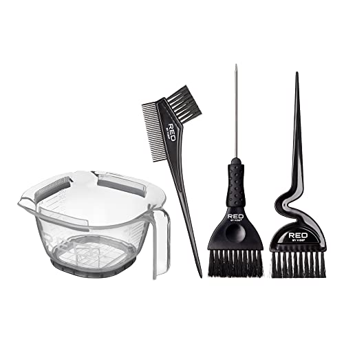 Red by Kiss Hair Coloring Kit, Hair Bleach Set - Mixing Bowl & Dye Brush (3PCS)