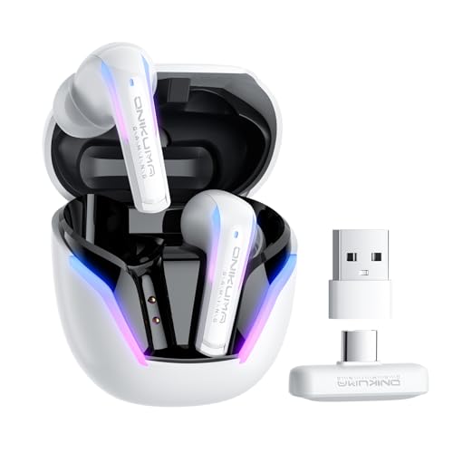 20ms Ultra-Low Latency 2.4GHz Wireless Gaming Earbuds: ENC Mic | Dual-Mode (2.4G + Bluetooth 5.3) for PS5/PS4, Meta Quest 3/3S/2, Steam Deck, Switch, PC & Mobile Devices | USB-C Dongle Included-White