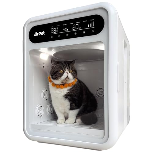 JirPet F1 Professional Pet Dryer Cabin, 75L Extra Large Powerful Cat Dryer Box with Smart Control Humidity & Temp, 40dB Ultra Quiet Hair Dryer for Dogs, Automatic Pet Supplies for Pet Grooming, White