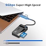 SD Card Reader, Memory Card Reader 4 in 1 USB C USB 3.0 Dual Connector Adapter Simultaneously Read SD MS CF TF Cards Supports Micro SD/Micro. Compatible with desktops, Tablets, and USB-C Smartphones