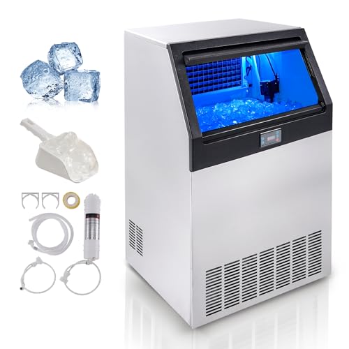 VEVOR Commercial Ice Maker Machine, 300LBS/24H Ice Machine with 88lbs Storage Capacity, 126 Ice Cubes Ready in 12-15 Minutes, Ice Maker Machine for Bar Home Office Restaurant