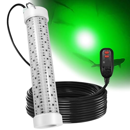 Goldlife Underwater Fishing Light with 100ft Cable, 110V 400W 40000LM GFCI Safety Plug Brightness Green LED Submersible Light Attractants for Docks/Boats/Kayaks, IP69K Rated for Fresh & Salt Water