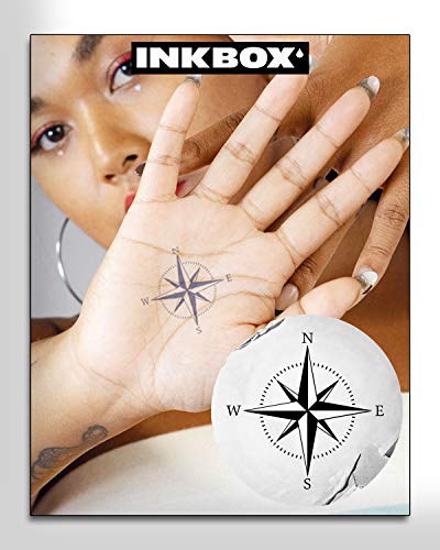 Inkbox Temporary Tattoos, Semi-Permanent Tattoo, One Premium Easy Long Lasting, Water-Resistant Temp Tattoo with For Now Ink - Lasts 1-2 Weeks, Compass Tattoo, 3 x 3 in, Compass Rose