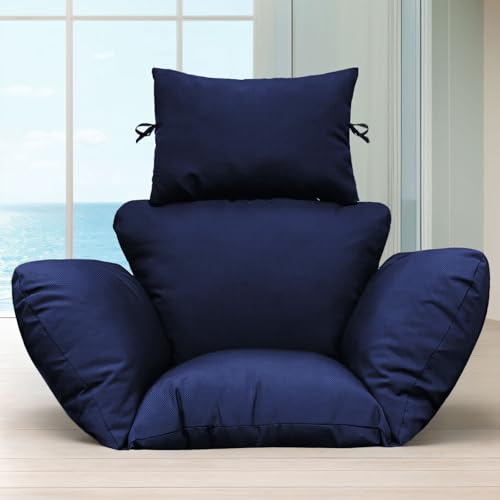 Boyspring Soft Patio Hanging Egg Chair Cushion Replacement, Comfortable Thicken Cotton Hanging Basket Chair Cushions Indoor Outdoor Egg Chair Cushion 47x31.5x4.7 inch Blue Color