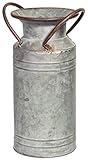 Red Co. 13” Large Decorative Farmhouse Galvanized Metal Milk Can Planter Vase with Handles
