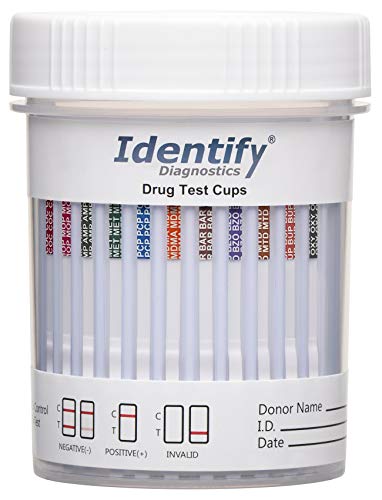Identify Diagnostics Drug Test Cups | 5 Pack | 12 Panel CLIA Waived Instant Urine Drug Test Kit for AMP,BAR,BUP,BZO,COC,MDMA,MET,MOP|OPI,MTD,OXY,PCP,THC