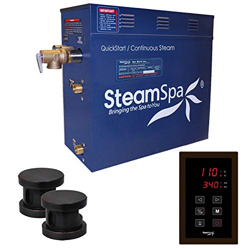 STEAMSPA 12kW Steam Sauna Generator Sentry Series 240V Steam Generator with Touch Screen, Steamhead, Built-in Steam Shower Auto Drain, ACU Quickstart Steam Bath Generator (Bronze)