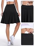 ANRABESS Women Knee Length Tennis Golf Skorts Skirts Summer High Waisted Athletic Skirt Casual Travel Built-in Shorts Clothes Black X-Large