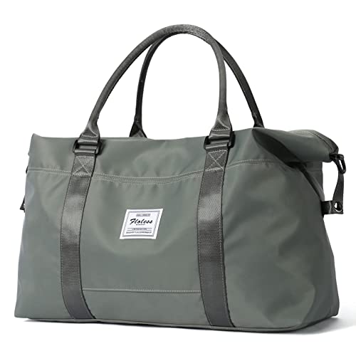 Travel Gym Bag for Women, LANBX Tote Bag Carry on Luggage Sport Duffle Weekender Overnight Bags with Wet Pocket (B-Olive Green)