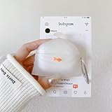 Super Funny White Fish Bag Earphone Case for AirPods Pro/Pro 2，Novelty Stylish Soft Silicone Plastic Bag AirPods Pro 2/Pro Cover Protector Earbud Protective Case -White