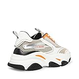 Steve Madden Possession White/Grey Lace Up Boyfriend Chunky Platform Sneakers (White/Grey/Orange, 7.5)