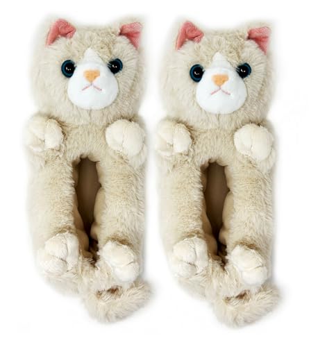 ooohyeah Women’s Funny Fuzzy Animal Slippers, Cute Cat Cozy Non-Slip House Slippers for Women, Molly