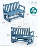 SERWALL 2 Person Patio Glider Rocking Chair, HDPE Material Weather-Resistant Swinging Bench for Outdoor Porch Garden, Navy