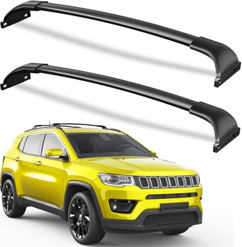Wonderdriver Roof Rack Cross Bars 220lbs Compatible with Jeep Compass 2018-2025,Heavy Duty All-Metal Aluminum Roof Rails Crossbars Cargo Canoe Black Rooftop Cargo Carrier Luggage.