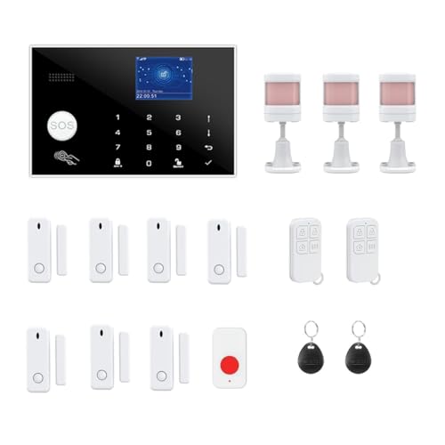 WiFi and 4G GSM (2nd GEN) Home Security Alarm System, Door/Window Sensor (x7) 3 Motion Detector with Smart Life and Tuya App Alert, Works with Google Assistant and Alexa (WIFI-GSM-4G)