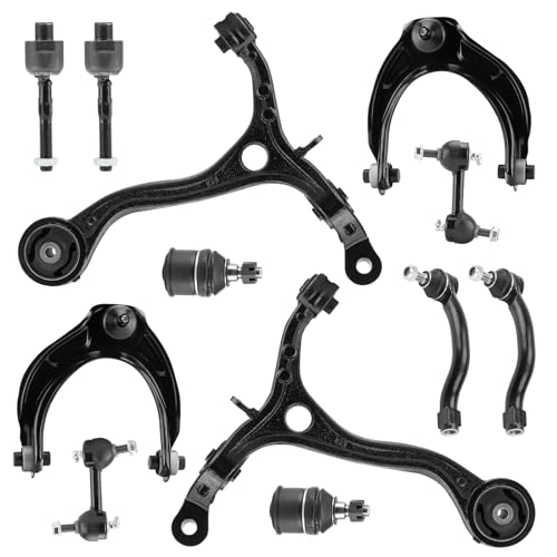 12 PCS Front End Suspension Kit for Honda Accord 2008 2009 2010 2011 2012 K620614 K620615 4 Front Upeer Lower Control Arms w/Ball Joints + 4 Tie Rods + 2 Sway Bar Links + 2 Lower Ball Joints