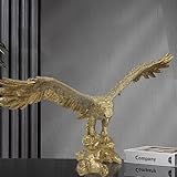 Shlinnuo 22.4" Large Golden Eagle Resin Sculpture, Unfurling Its Wings Ornaments Statue, Modern Home Office Figurine Decor, Desktop Decoration