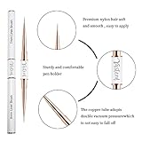 Yasterd Nail Art Brushes Set - Professional 5pcs Double-Ended Acrylic Nail Art Brushes Liner Detail Thin Brushes for Drawing Design Brushes Gel Builder Brushes 3D Nail Art Tools for Salon at Home DIY Manicure