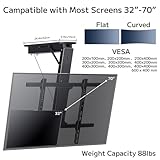 Yegosh Electric Ceiling TV Mount, Remote Adjustable Flip Down Bracket for 32 to 70 Inch Flat Curved Screen TVs Max VESA 600x400mm, Motorized TV Ceiling Mount for Flat Pitched Roof Indoor Outdoor