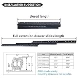 AOLISHENG 1 Pair Undermount Heavy Duty Drawer Slides 16 24 32 40 Inch 260 lb Load Capacity Bottom Mounted Full Extension Ball Bearing Hidden Stair Rails Cabinet Concealed Runner Glide